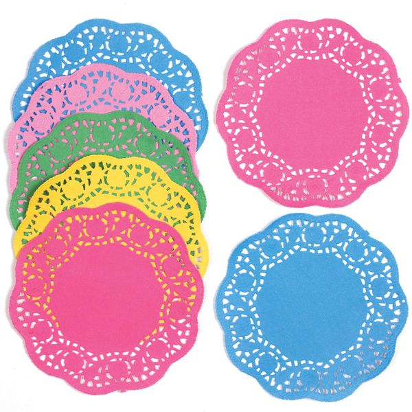 Baker Ross EV191 Coloured Paper Doilies Value Pack — ⁠Creative Art Supplies for Children, Crafts, Card Making, and Decorations (Pack of 120), Assorted