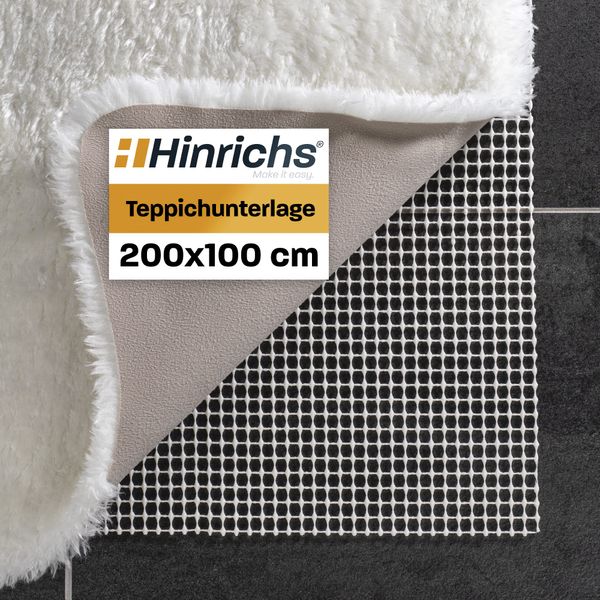 Hinrichs Non Slip Rug Underlay for Carpet 200x100cm - Cuttable Anti-slip Mat - Non Slip Matting Roll - Non Slip Mat - Rug Gripper - Non-slip Mat including 24 Felt Pads