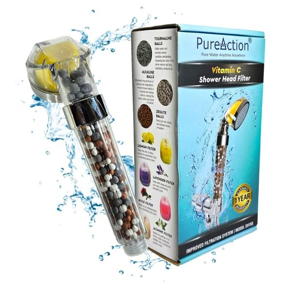 Vitamin C Shower Head Filter w/Hose & Replacement Filters, Hard Water Softener