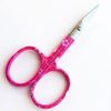 Nail Scissors Professional Cuticle Scissors Extra Strong Curved Manicure Scissors Clippers Eyebrow Grooming Cuticle Beard Trimming Hair Cutting (3.75" Pink)