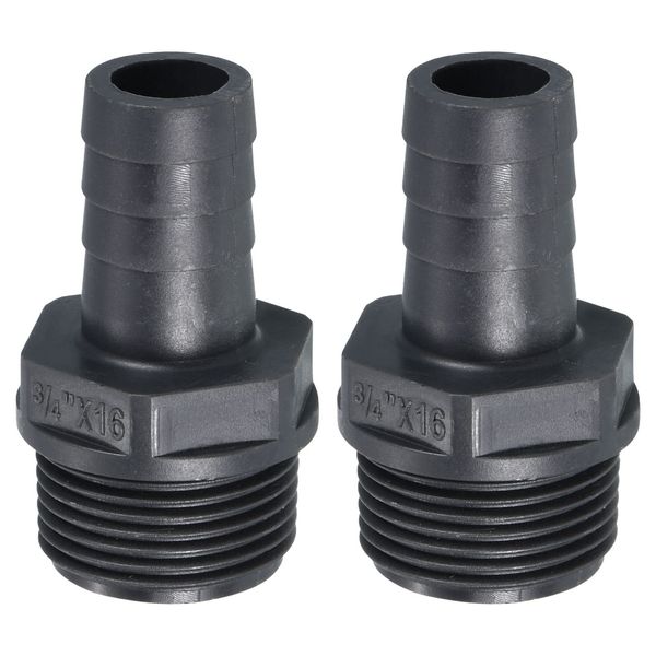 PATIKIL UPVC Barb Fitting Connector Air Gas Hose Brass Barb Fitting 2pcs 16mm Barb G3/4 Male Thread Pipe Connector Quick Fitting for Water Fuel Air Gray