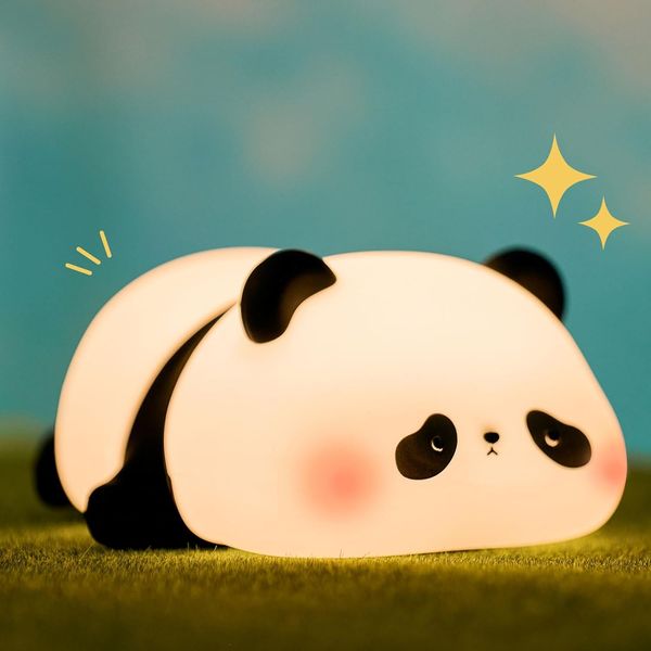 FAMIDUO Panda Night Light, Nursing Light, Indirect Lighting, Stylish, Interior, Bedside Lamp, 30 Minutes Timer, 3 Levels of Brightness, Touch Type, Room Light, Lamp, Humile, Bedside Lamp, Eye