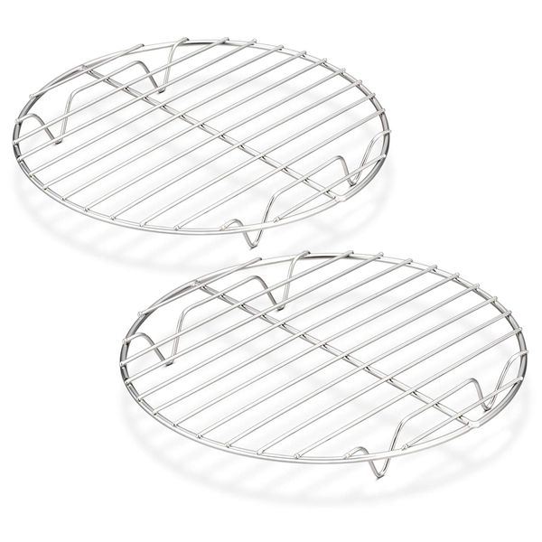 HaWare Cooling Rack Set of 2, 100% Stainless Steel Baking Thick Wire Rack for Cooling/Steaming/Protecting, Mirror Finish & Smooth Edge, Oven & Dishwasher Safe (23cm)