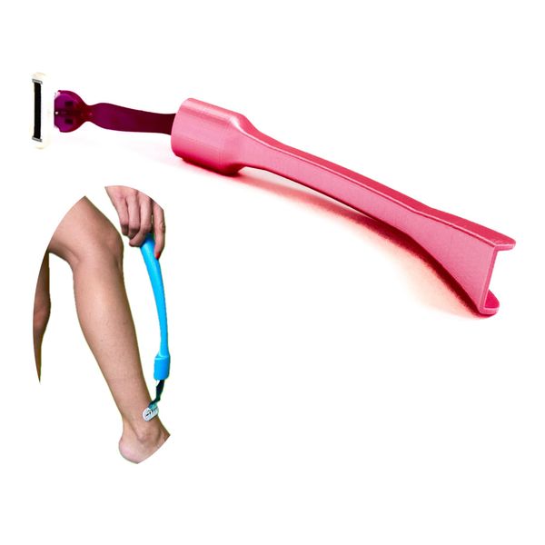 Razor Extension for Women - 26cm Long Handle - Compatible with Standard Wet Razors - Ergonomic & Non-Slip - Ideal for Pregnancy, Surgery, Back Pain (Pink)