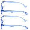 2 Pairs Casual Rectangular Reading Glasses - Stylish Simple Readers Magnification Transparent Blue Red (2 Blue, 1.00)