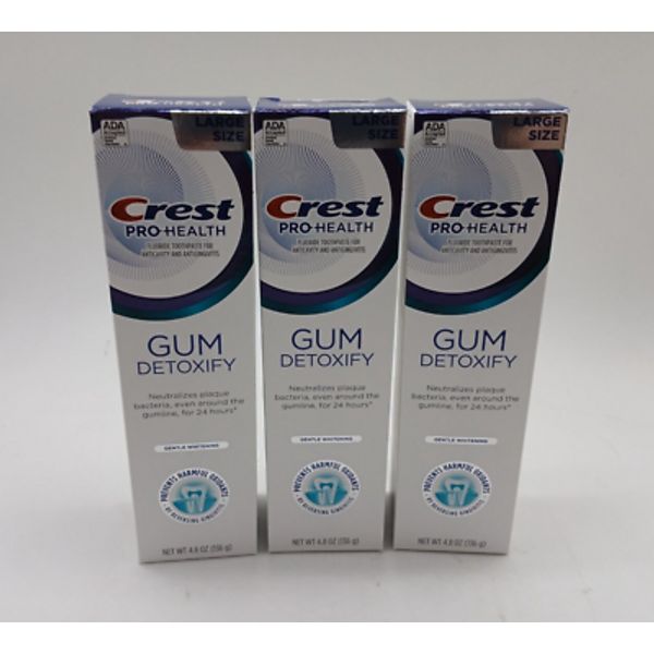 Crest Pro-Health GUM Detoxify, Gentle Whitening Toothpaste, 4.8 oz Each - 3 Pack