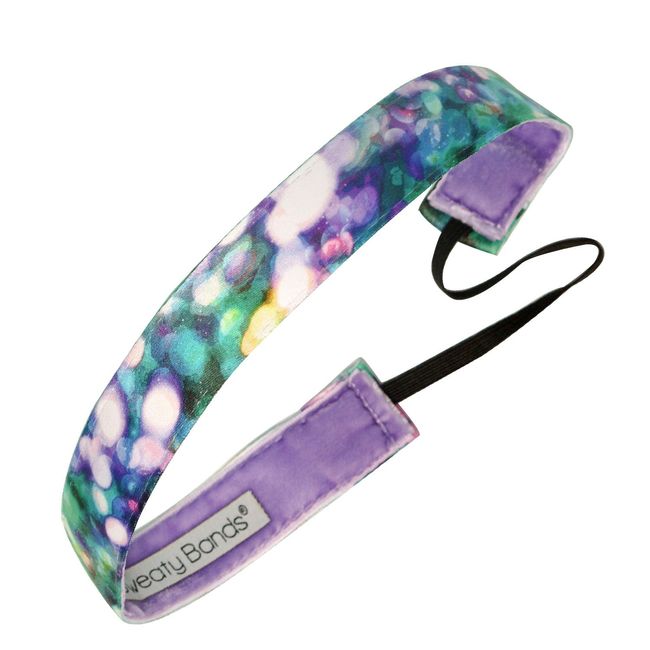 Sweaty Bands Womens Girls Headband - Non-Slip Velvet-Lined Athletic Hairband - Shine Green Purple