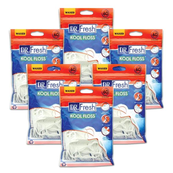 Dr. Fresh Kool Floss Picks 60 Count (6 Packs, 360 Counts)