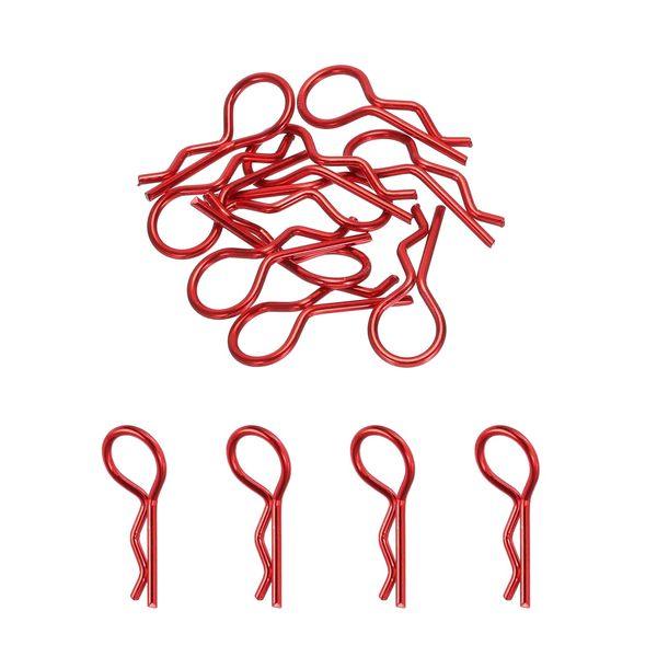 uxcell 10pcs RC Body Clip Curved Spring Pin 1/8 1/10 Scale Model RC Car Crawler Truck Shell Replacement Parts (Red)