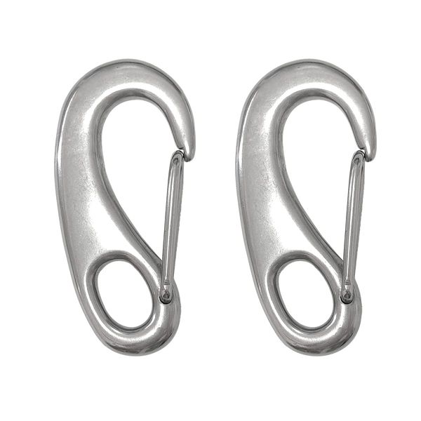 simPLEISURE qb500146d02n0 Stainless Steel Spring Hook, Oval Shape, 4 Sizes, Carabiner, Snap Hook, Multi-functional, Fall Prevention, 3.9 inches (100 mm), Set of 2