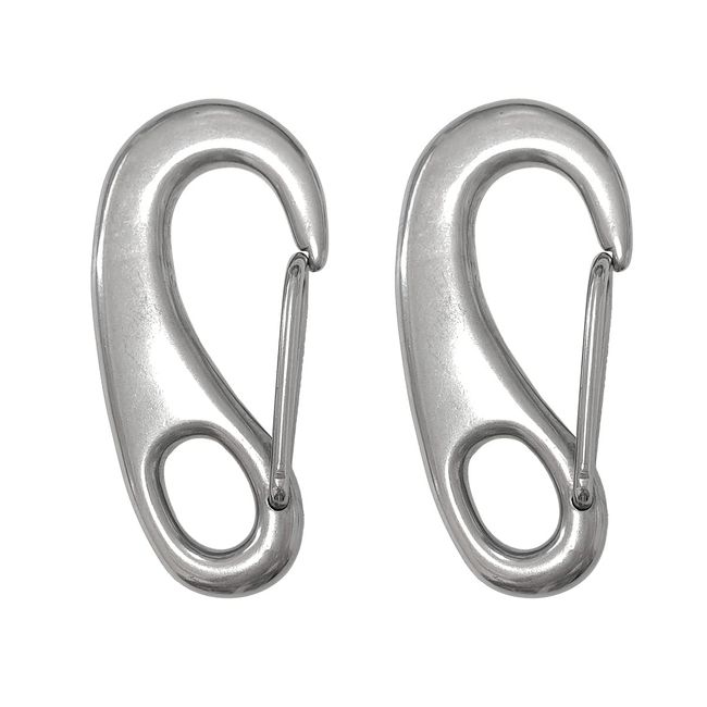 simPLEISURE qb500146d02n0 Stainless Steel Spring Hook, Oval Shape, 4 Sizes, Carabiner, Snap Hook, Multi-functional, Fall Prevention, 3.9 inches (100 mm), Set of 2