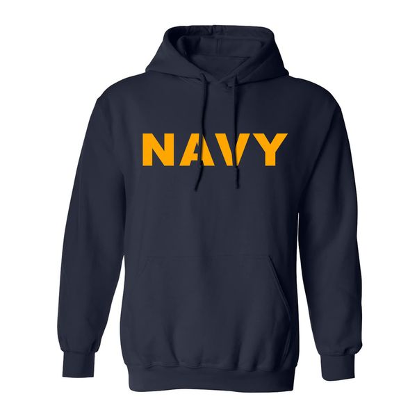 zerogravitee Navy NAVY Hooded Sweatshirt with gold print - Medium