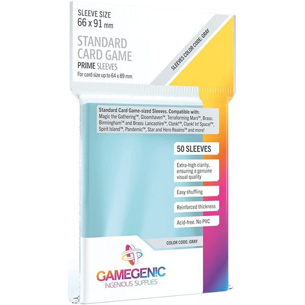 Gamegenic, Prime Standard Card Game Sleeves, Sleeve Colour Code: Grey