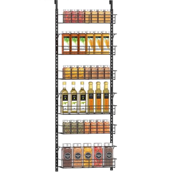 Over The Door Pantry Organizer,Adjustable 6 Baskets Closet Rack Hangin