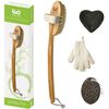 Zen Me Dry Brush Set – Premium Body Exfoliator Brush, Exfoliating Gloves, Pumice Stone for Feet & Konjac Sponge for Face, Boar Bristle Body Brush for Showering, Bath Brush, Natural Skin Scrubber Tools