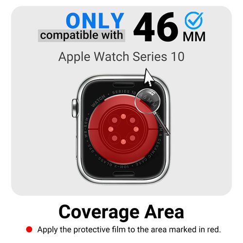 Arsolo [5 Pack] Nickel Metal Allergy Back Protector for Apple Watch Series 10 [46mm], Prevent Rash, Contact Dermatitis, Soft Film, Sensor Protector, Back Cover for iWatch 46mm