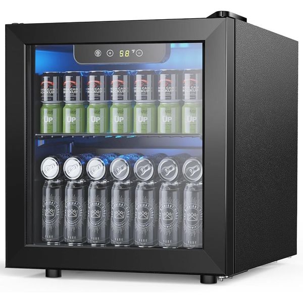Beverage Refrigerator Cooler 1.3 Cu.Ft, 12 Bottle 55 Can , Adjustable Shelving
