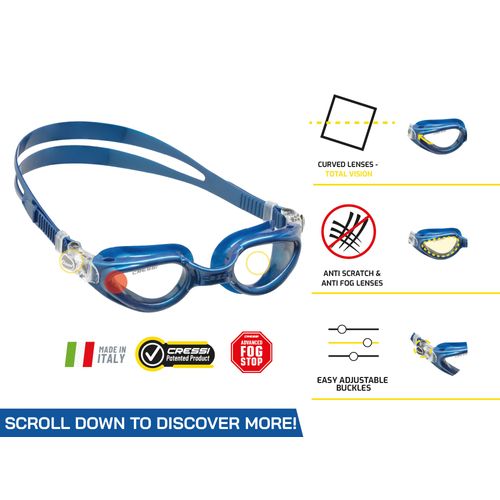 CRESSI Right Goggles Blue Metal - Adult Goggles for Swimming, Pool and Water Sports, Anti Fog 100% Anti UV, Blue Metal, One Size
