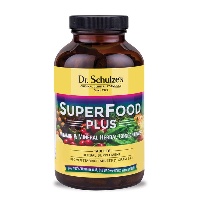 Dr. Schulze’s | SuperFood Plus | Vitamin & Mineral Herbal Concentrate | Dietary Supplement | Daily Nutrition & Increased Energy | Gluten-Free & Non-GMO | Vegan | 390 Vegetarian Tablets