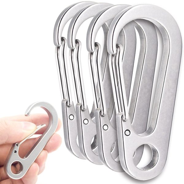 DOKEEP SUS420J2 Stainless Steel Heavy Duty Large Size Carabiner Mini Carabiner Load Capacity 200kg Snap Hook Lightweight Durable Stylish Multi-functional Spring Hook 2.8 inches (7 cm)