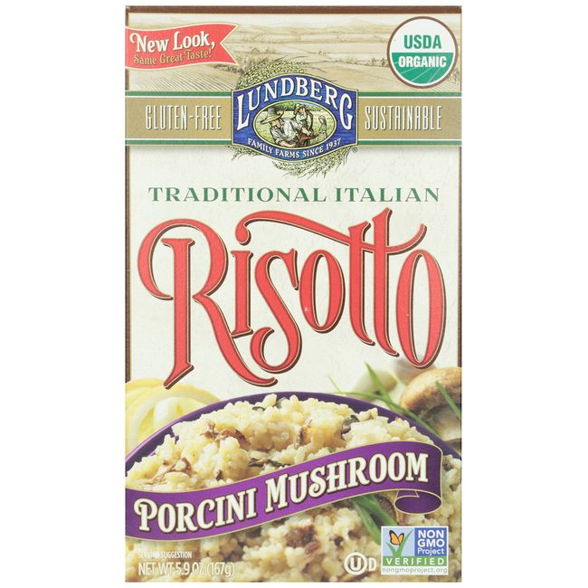 Lundberg Organic Risotto, Porcini Mushroom, 5.9oz, Gluten-Free, USDA Certified Organic, Non-GMO Project Verified, Kosher Dairy