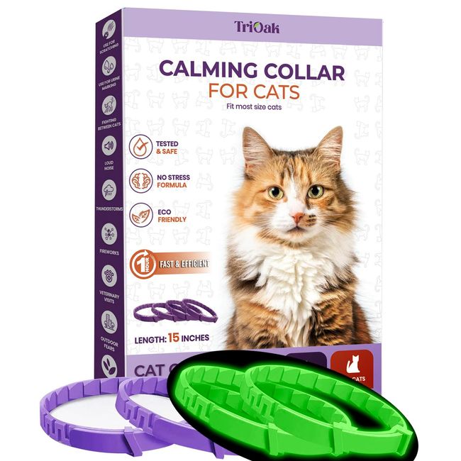 4 Pack Calming Collar for Cats, Night Glow Effect Cat Calming Collar, All New Calming Pheromone Collar for Cats, Cat Pheromone Collar, Cat Calming Collar for Anxiety, Relieve Anxiety and Stress