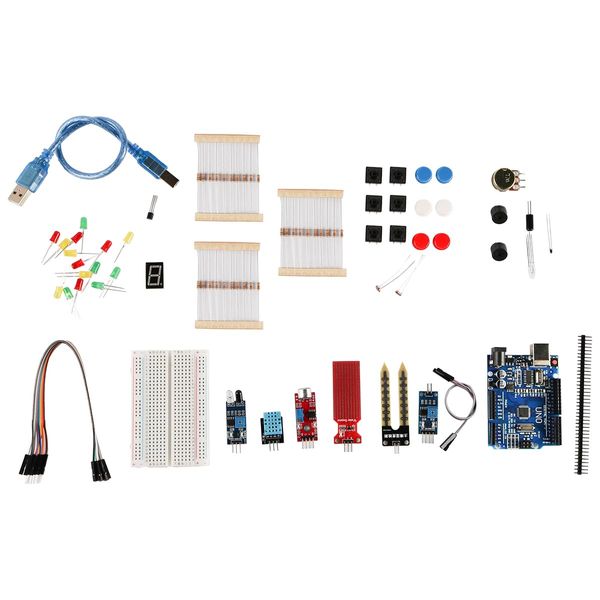 FONGKNOX Electronics Starter Kit Compatible with Arduino Uno Electronic Fun Kit with USB Cable Breadboard Sensor Modules and Resistor Set Basic Starter Kit