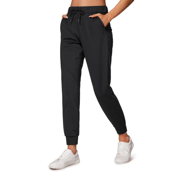 CRZ YOGA Women's Stretch Drawstring Sweatpants Joggers Trousers Casual Travel Pants with Pockets - 28" Black 6