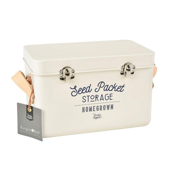 Burgon & Ball Seed Packet Storage Tin, Stone Cream