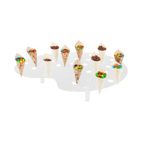 Restaurantware 16 x 13 x 3 Inch Ice Cream Cone Holders 4 Palette Design Popcorn Cone Holders - 35 Holes With Legs Clear Plastic Cone Stands Display Candy Or French Fries For Parties And Events