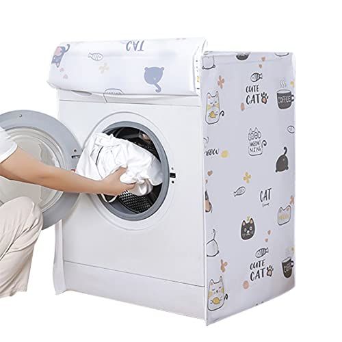 Washing Machine Cover, Washer and Dryer Covers Washer Dryer Dustproof Waterproof Washing Appliance Protector for Laundry(Cat Clamshell )
