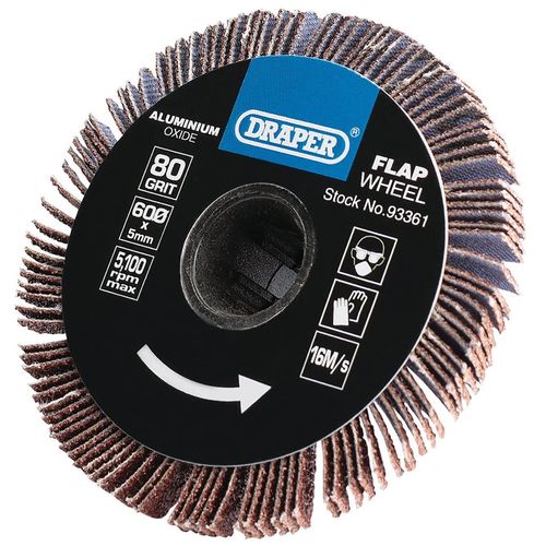 Draper 93361 80 Grit Aluminium Oxide Flap Wheel (5 x 60mm)