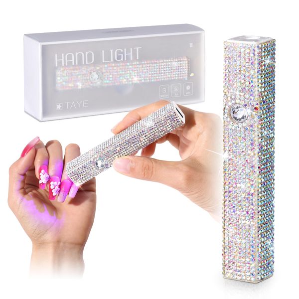 TAYE Handheld UV Nail Lamp, UV Light for Gel Nails, Portable Mini Nail Light, Gel Nail Stickers for Fast Curing, Gel Nail Polish USB Nail Dryer for Home DIY Manicure Nail Art, AB Diamond