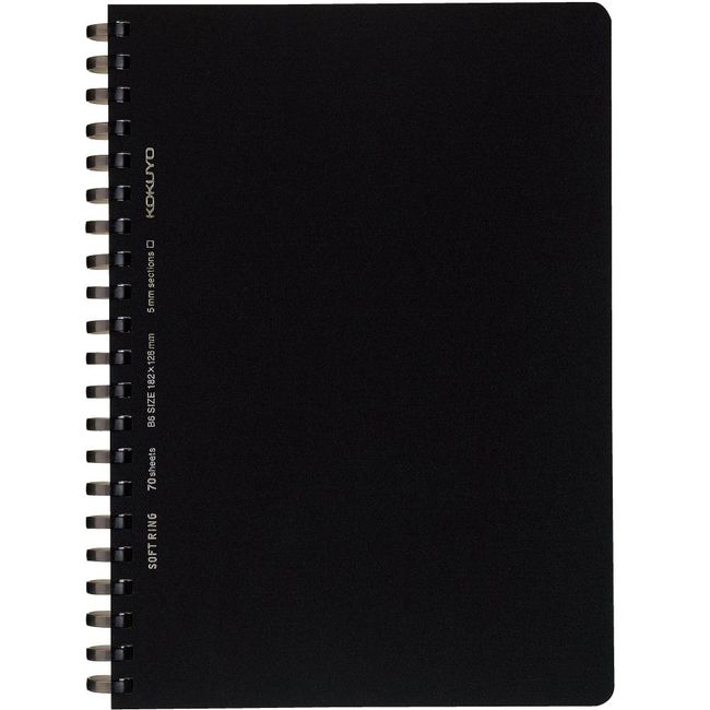 Kokuyo SV447S5-D Notebook Soft Ring, Business, Grid Ruled, 70 Sheets, B6, Black