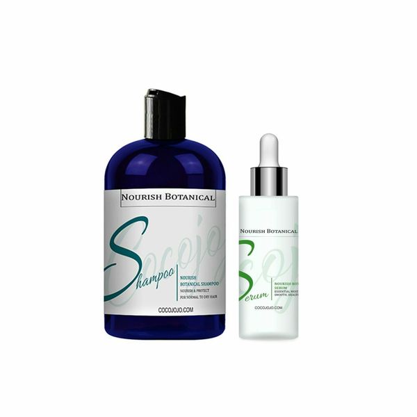 Nourish botanical shampoo & serum hair treatment set moisturizing kit combo