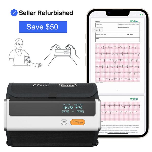 Wellue BP2 Blood Pressure Monitor with EKG Monitor AI-ECG Analysis, Refurbished