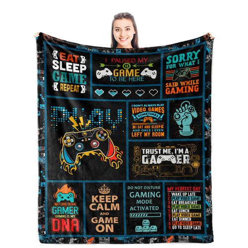 Punofell Game Room Decor for Boys/Men- Gamer Gifts for Girl/Women - Gaming Room Decor - Game Gifts - Gifts for Gamer Boyfriend/Husband - Gaming Gifts for Men - Video Game Gifts Blanket 60" x 80"