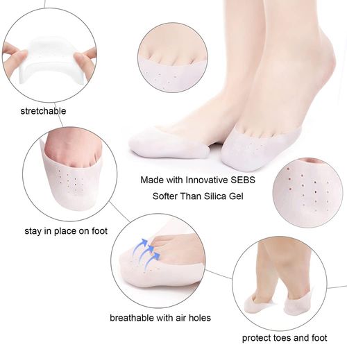 EQLEF Silicone Gel Toe Caps Soft Ballet Pointe Dance Athlete Shoe Toe Pads Toe Protector with Breathable Hole Toe Protector for Feet 2 Pairs