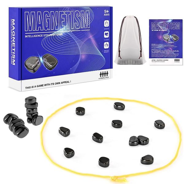 Magnetic Chess Game, Magnet Game with String, Multiplayer Magnetic Chess Game with Stones, Fun Table Top Magnet Chess Game