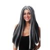 Halloween 65cm Long Black & White Morticia wig