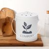 Galvanised Compost Bin for Kitchen Countertop, Kitchen Compost Caddy, Compost Bin for Kitchen with Lid, White