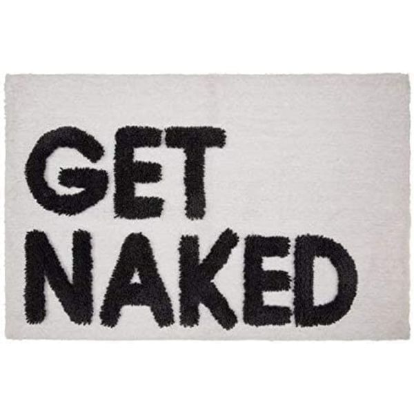 U.saf Soft "Get Naked" Slogan Bath Mat (White)