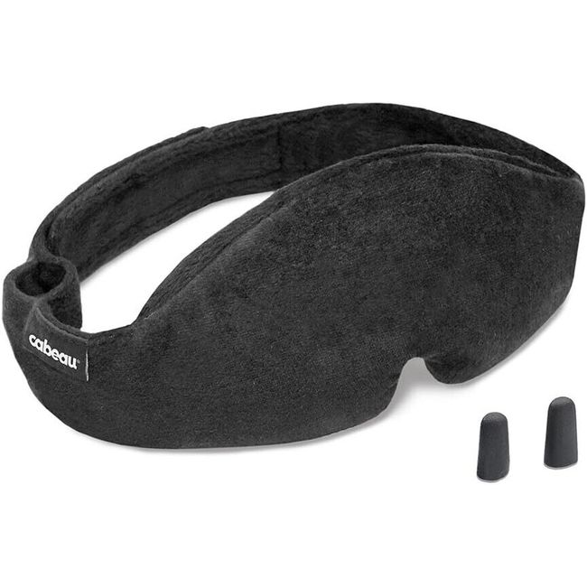 Cabeau Midnight Magic Adjustable Sleep Mask Black Travel Comfort with Earplugs