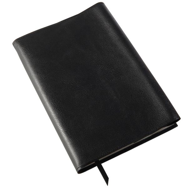 Goges Book Cover, A5, Waterproof Leather, High-Quality Synthetic Leather, Available in Various Colors and Sizes, Fits Thick Books, Adjustable Size, Bookmark Included, Lightweight, Fashionable, Black