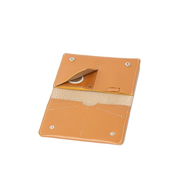 Leather AirTag Travel Wallet - Light Orange