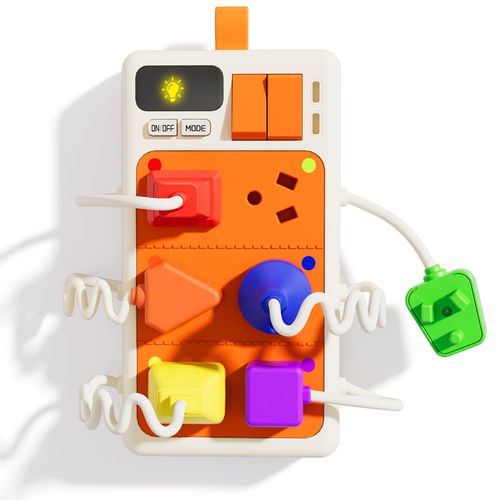 Aprilwolf 9 PCS Sensory Plug Outlet for Toddlers 1-3, Power Strip Montessori Toys for 1 Year Old, Busy Board with Light & Sounds, Airplane Car Travel Toys Gift for Baby
