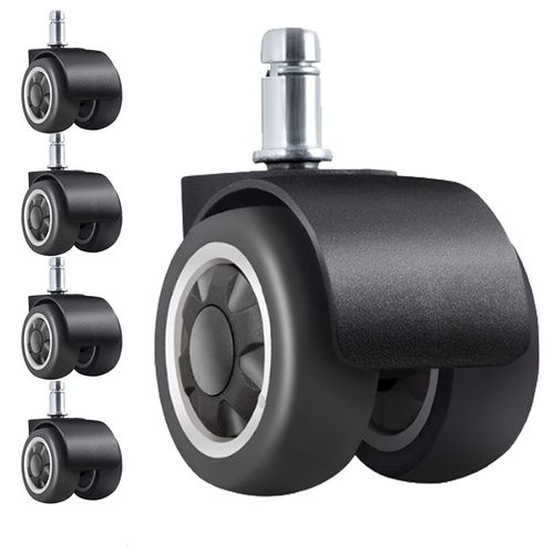 Office Chair Caster Wheel, Replacement Caster Rubber Wheels with Tire Widened Design for Protecting Floors 11mm x 22mm (7/16" X 7/8") Standard Stem Size Easy Install Set of 5