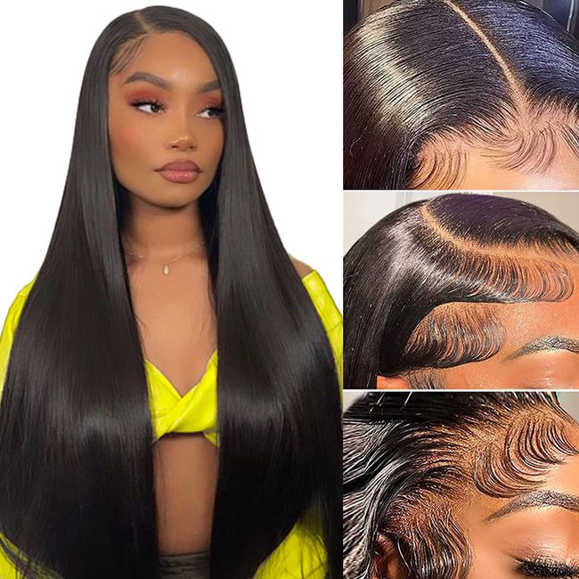 200 Density 30 Inch Straight Lace Front Wigs Human Hair Pre Plucked 13x4 Frontal Wigs Human Hair HD Lace Front Human Hair Wigs for Women Brazilian Straight Glueless Wigs Human Hair With Bleached Knots