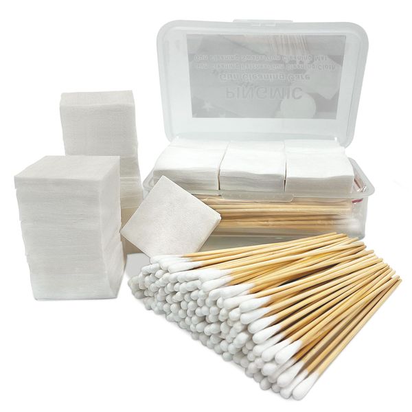 Gun Cleaning Supplies in Storage Box - Gun Cleaning Patches 300PCS and Gun Cleaning Swabs 200PCS, 6" Long Cotton Swabs, 2" x 2" Lint Free Gun Cleaning Cloth Fit Most Caliber Firearms .30/.38 cal/ 9 mm