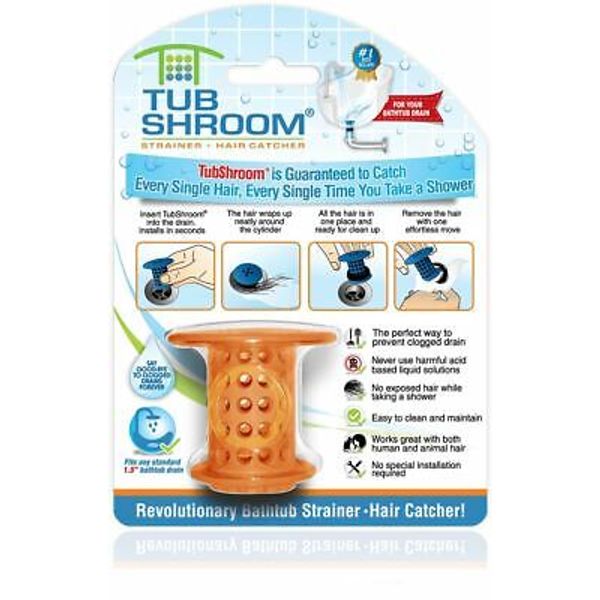 TubShroom® Orange Revolutionary Drain Hair Catcher No More Clogs Free Shipping!